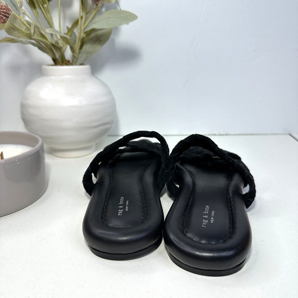 New Rag & Bone Lewis Braided Sandal Suede Pointed-Toe Black Women 36.5/6 NWOB - Picture 5 of 7